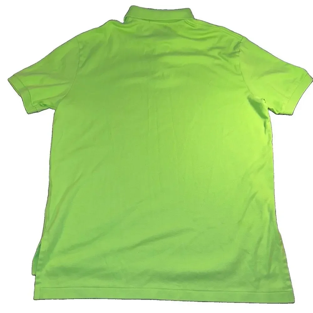Polo Ralph Lauren Shirt Mens Large L Lime Green Pink Pony Pique Short Sleeve